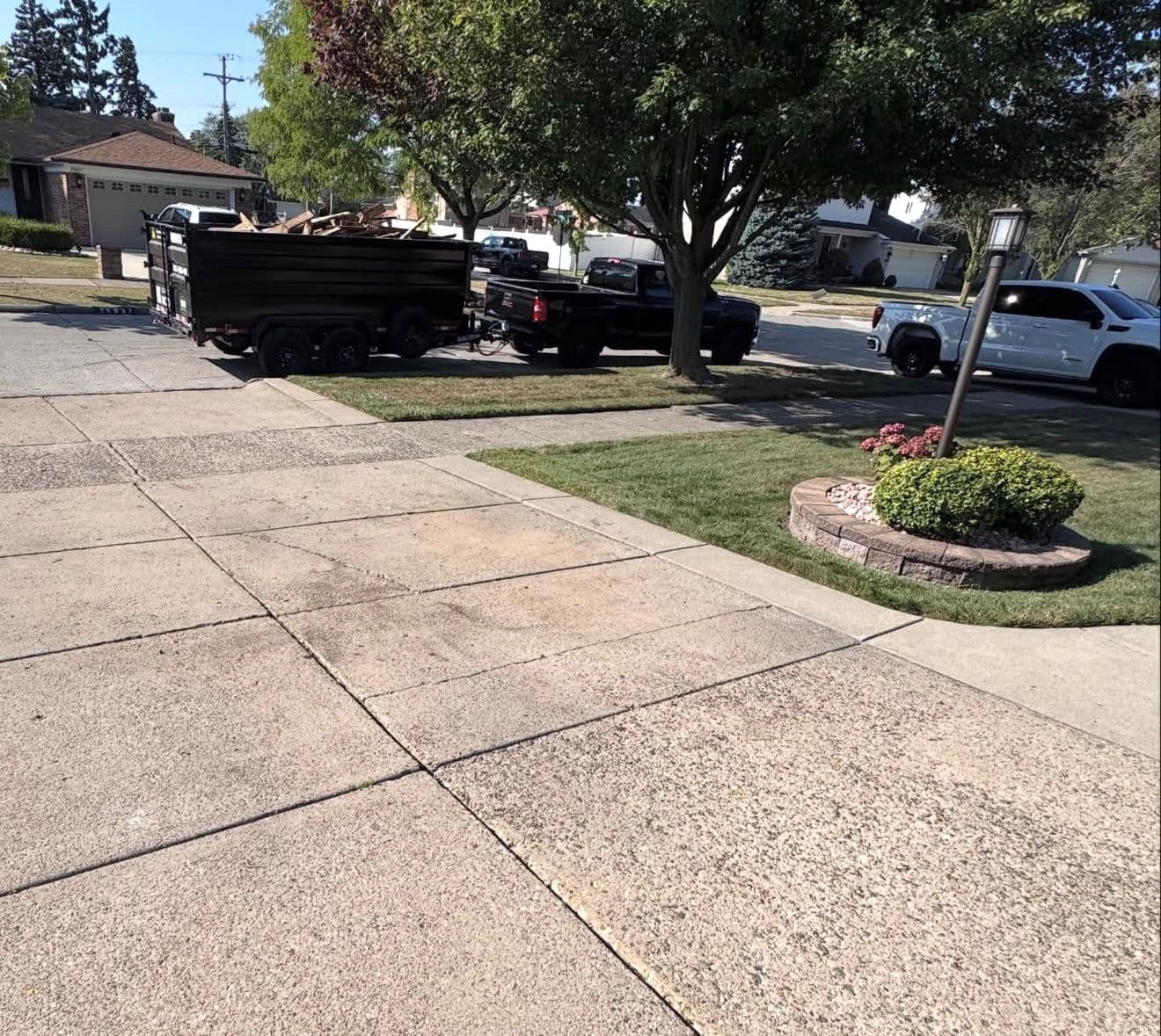Dumpster rental trailer on truck